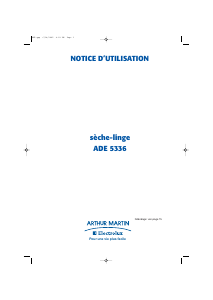 Mode d’emploi Arthur Martin-Electrolux ADE 5336 Sèche-linge
