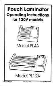 Handleiding ABC Office PL12A Lamineermachine