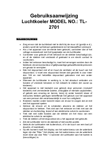 Handleiding Technolife TL-2701 Ventilator