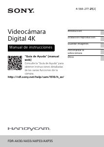 Manual de uso Sony FDR-AX30 Videocámara