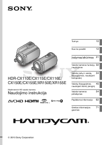 Vadovas Sony HDR-CX110E Vaizdo kamera