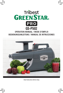 Bruksanvisning Tribest GS-P501-B Juicepress