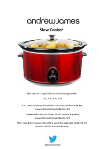Bruksanvisning Andrew James 8.0L Slow cooker