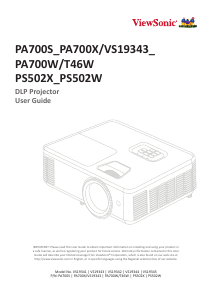 Bruksanvisning ViewSonic PA700S Projektor