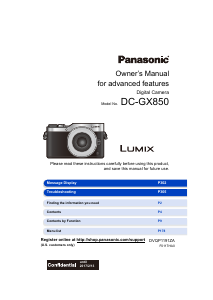Manual Panasonic DC-GX850 Lumix Digital Camera