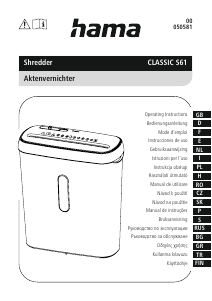 Manuál Hama 00050581 Classic S61 Skartovačka