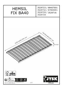 説明書 JYSK Hemsil Fix BA40 スラットベッドベース