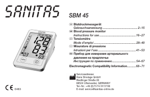 Руководство Sanitas SBM 45 Тонометр