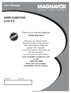 Bruksanvisning Magnavox 32MF231D LCD TV