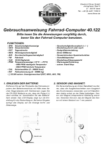 Bedienungsanleitung Filmer 40.122 Fahrradcomputer