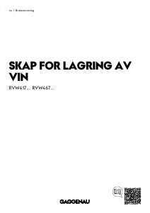 Bruksanvisning Gaggenau RVW467170 Vinkabinett