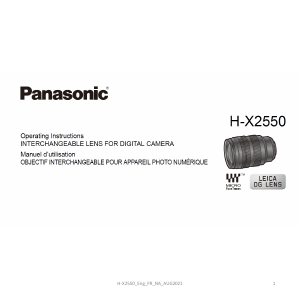 Manual Panasonic H-X2550 Lumix Camera Lens