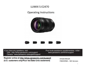 Manual Panasonic S-E2470 Lumix Camera Lens