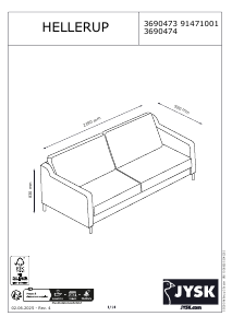 Manual de uso JYSK Hellerup (218x92) Sofá