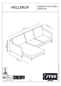 Manual de uso JYSK Hellerup (258x92) Sofá
