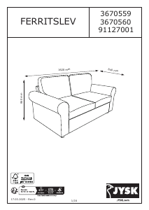 Manual de uso JYSK Ferritslev (162x84) Sofá