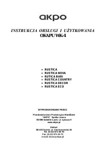 Instrukcja Akpo Rustica Bari Okap kuchenny