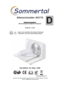 Bedienungsanleitung Sommertal AS170 Allesschneider