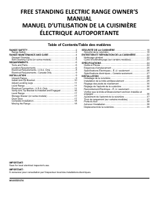Mode d’emploi Amana AER6603SMS Cuisinière