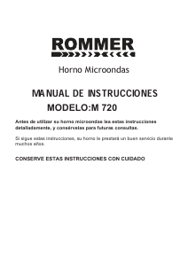 Bruksanvisning Rommer M 720 Mikrovågsugn