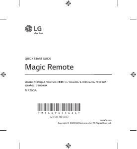 Руководство LG MR20GA Пульт дистанционного управления