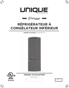 Mode d’emploi Unique UNQ-455L R AC Réfrigérateur combiné