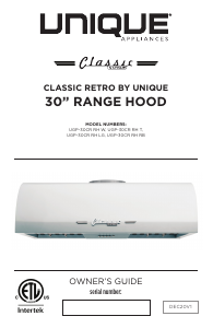 Handleiding Unique UGP-30CR RH LG Afzuigkap