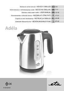 Bruksanvisning Eta Adéla 1604 90000 Vattenkokare