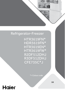 Rokasgrāmata Haier HTR3619ENPW Ledusskapis ar saldētavu