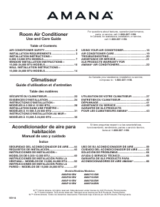 Manual de uso Amana AMAP182CW Aire acondicionado