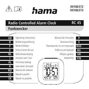 Bedienungsanleitung Hama 00186372 RC45 Wecker