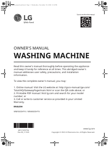 Bruksanvisning LG WM6500HBA Tvättmaskin