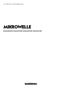 Bedienungsanleitung Gaggenau GM220130 Mikrowelle