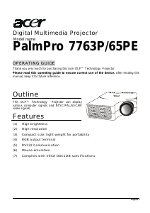 Bruksanvisning Acer PalmPro 7765PE Projektor