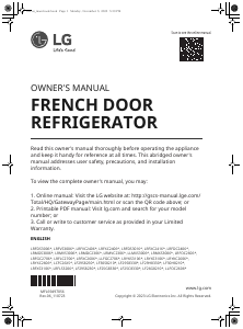 Bruksanvisning LG LF25G8330S Kyl-frys