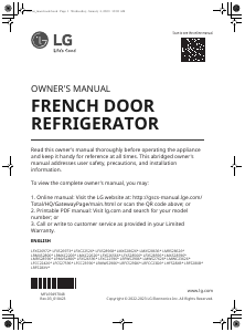 Mode d’emploi LG LRFS28XBS Réfrigérateur combiné