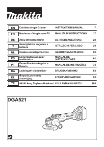 Kullanım kılavuzu Makita DGA521 Avuç taşlama makinesi
