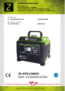 Bedienungsanleitung Zipper ZI-STE1200IV Generator