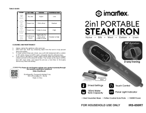 Bruksanvisning Imarflex IRS-650RT Handhållen steamer