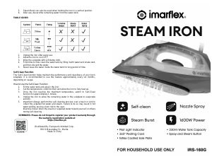 Handleiding Imarflex IRS-160G Strijkijzer