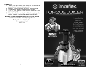 Bruksanvisning Imarflex ISJ-1000 Juicepress