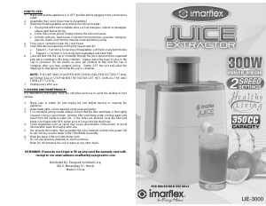 Bruksanvisning Imarflex IJE-3000 Juicepress