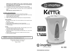 Handleiding Imarflex IK-160 Waterkoker