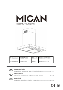 Bruksanvisning Mican TSHA530TMFSA+ Köksfläkt