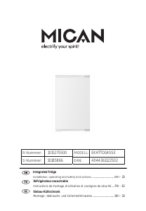Mode d’emploi Mican EKHTTOG4SSE Réfrigérateur