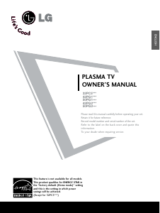 Bruksanvisning LG 50PG200R Plasma TV