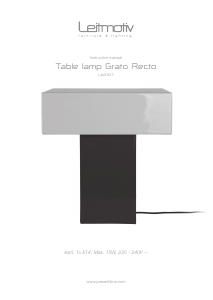 Mode d’emploi Leitmotiv LM2307BK Grato Recto Lampe