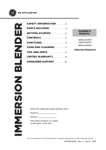 Mode d’emploi GE G8H1AASSPSS Blender