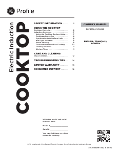 Mode d’emploi GE PHP6030DWBB Profile Table de cuisson