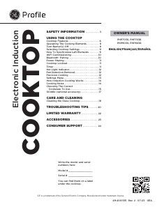 Mode d’emploi GE PHP7030DTBB Profile Table de cuisson
